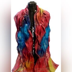 Multiples Brightly colored silk scarf 45% silk 56% lustrosilk